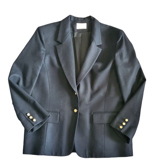 Vintage 50s Pendleton Classic 2 Button Black Wool Blazer Jacket 14 - Picture 6 of 11